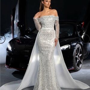 Dazzling White Sequin Wedding Dress